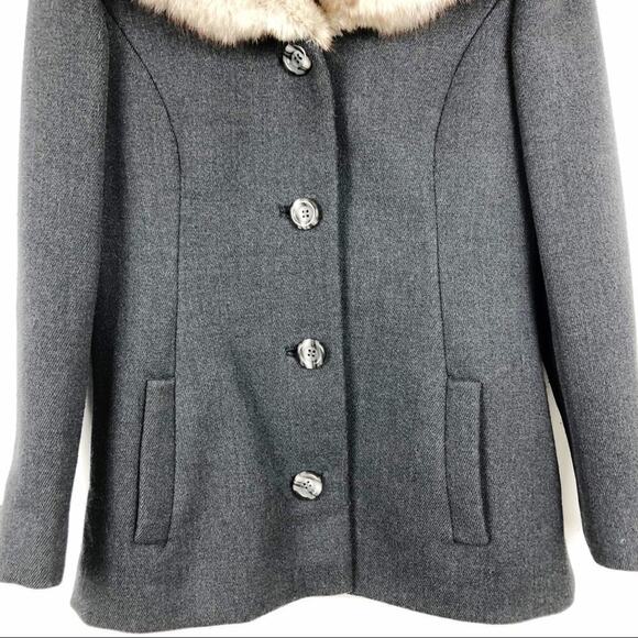 Vintage 1950s Claire Dratch Bethesda Fox Fur Collar Virgin Wool Jacket Coat S - Picture 7 of 16